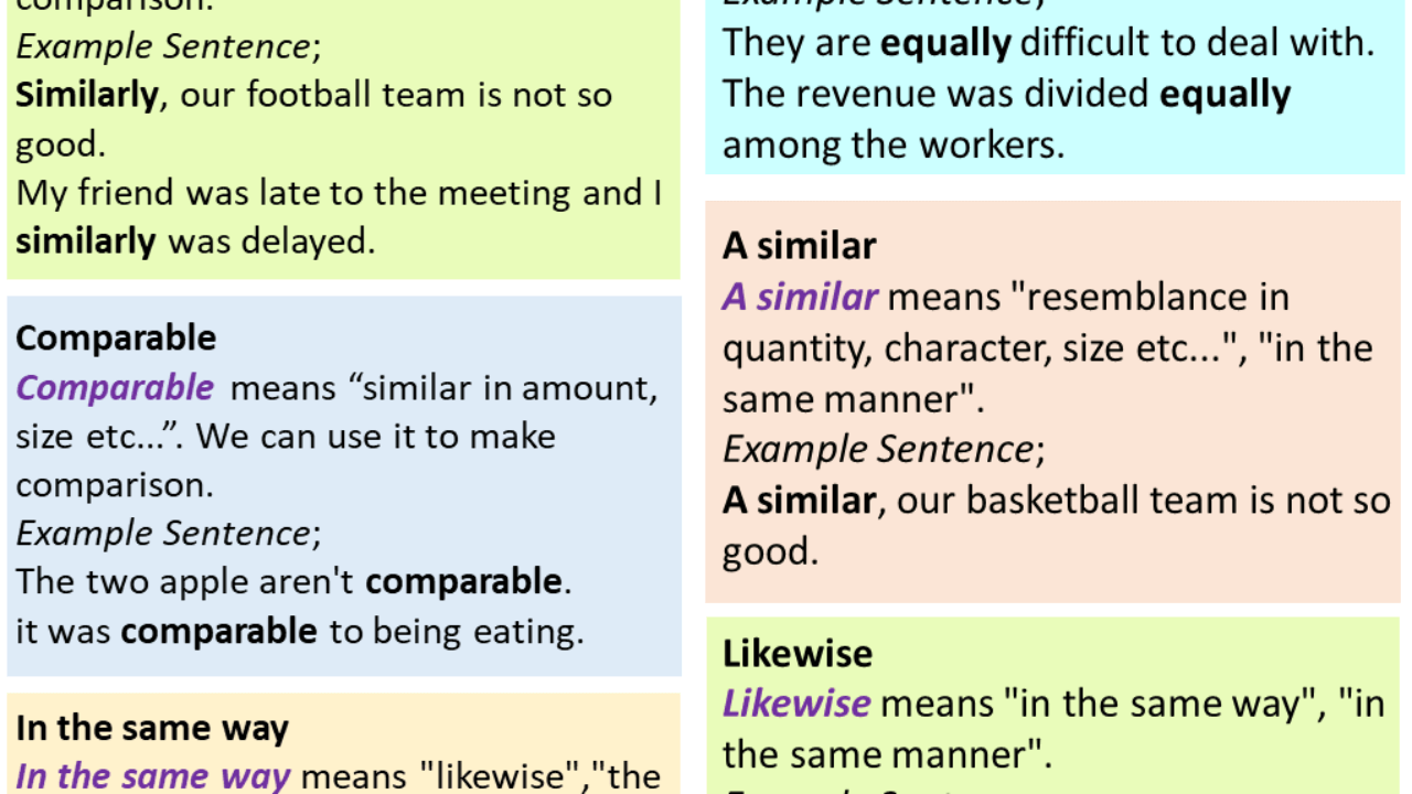 Conjunctions: Comparison – Connecting Words: Comparison - English