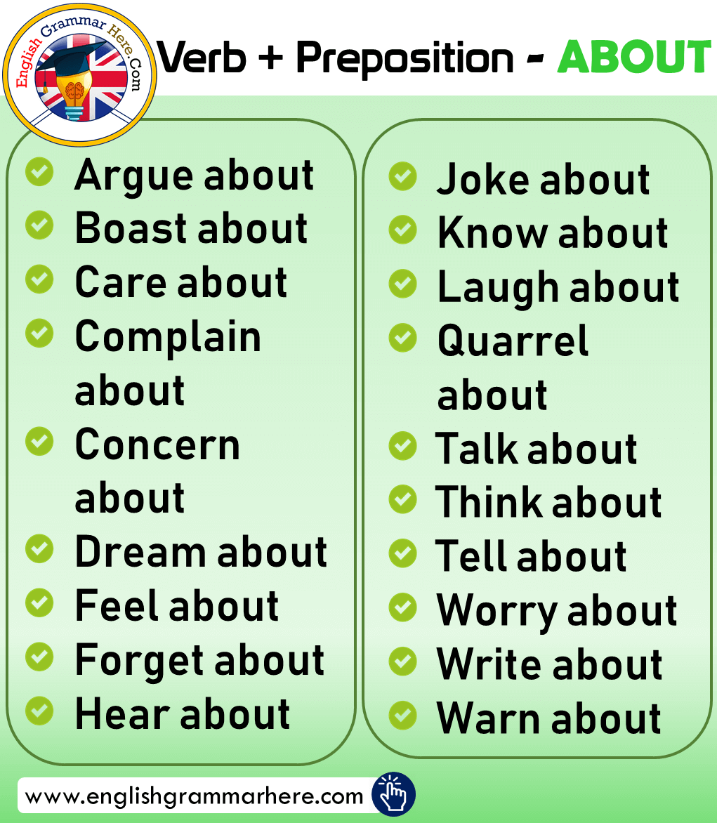 Verb + Preposition about in English