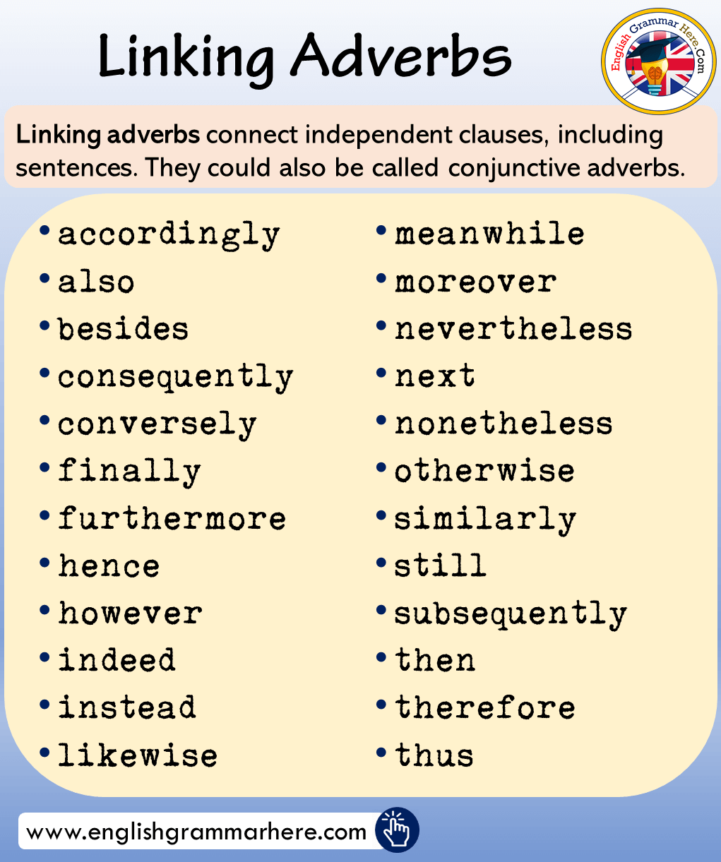 jump in undertake Reconcile Linking Adverbs and Transition Words - English Grammar Here
