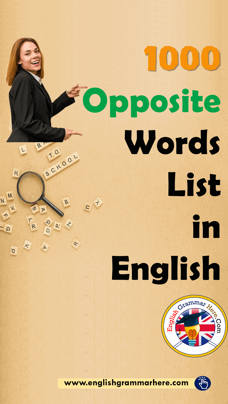 1000 Opposite Words List