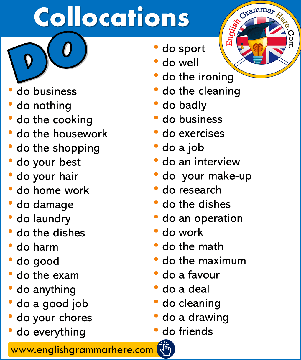 English Collocations List with DO