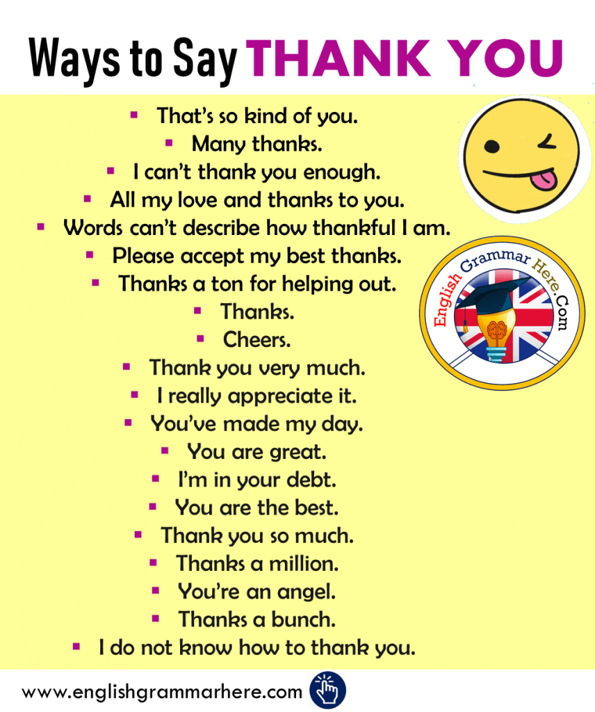 Different Ways To Say Thank You In English English Grammar Here | My ...