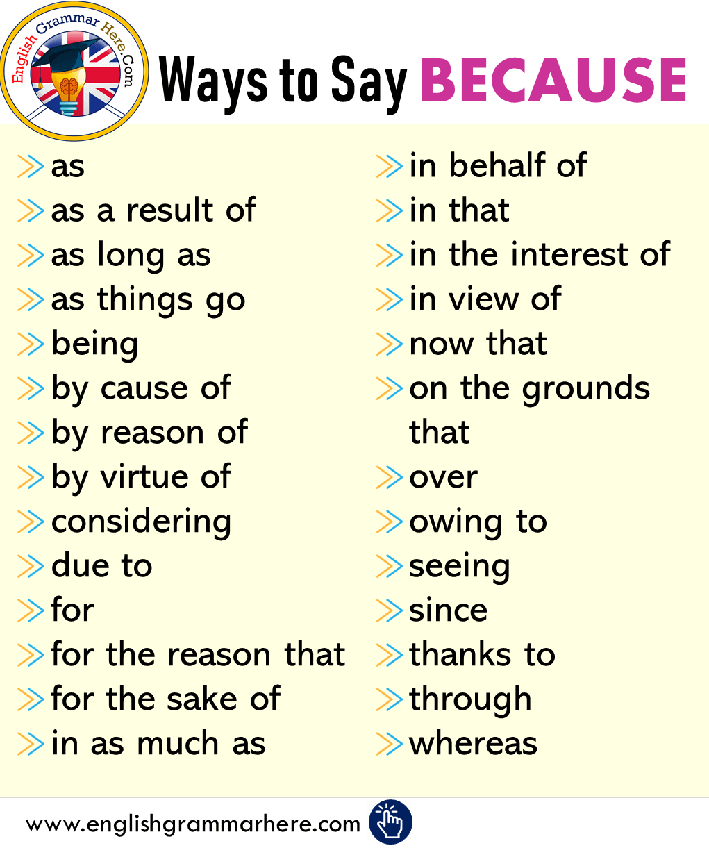 English Ways to Say BECAUSE, Synonym Words Because