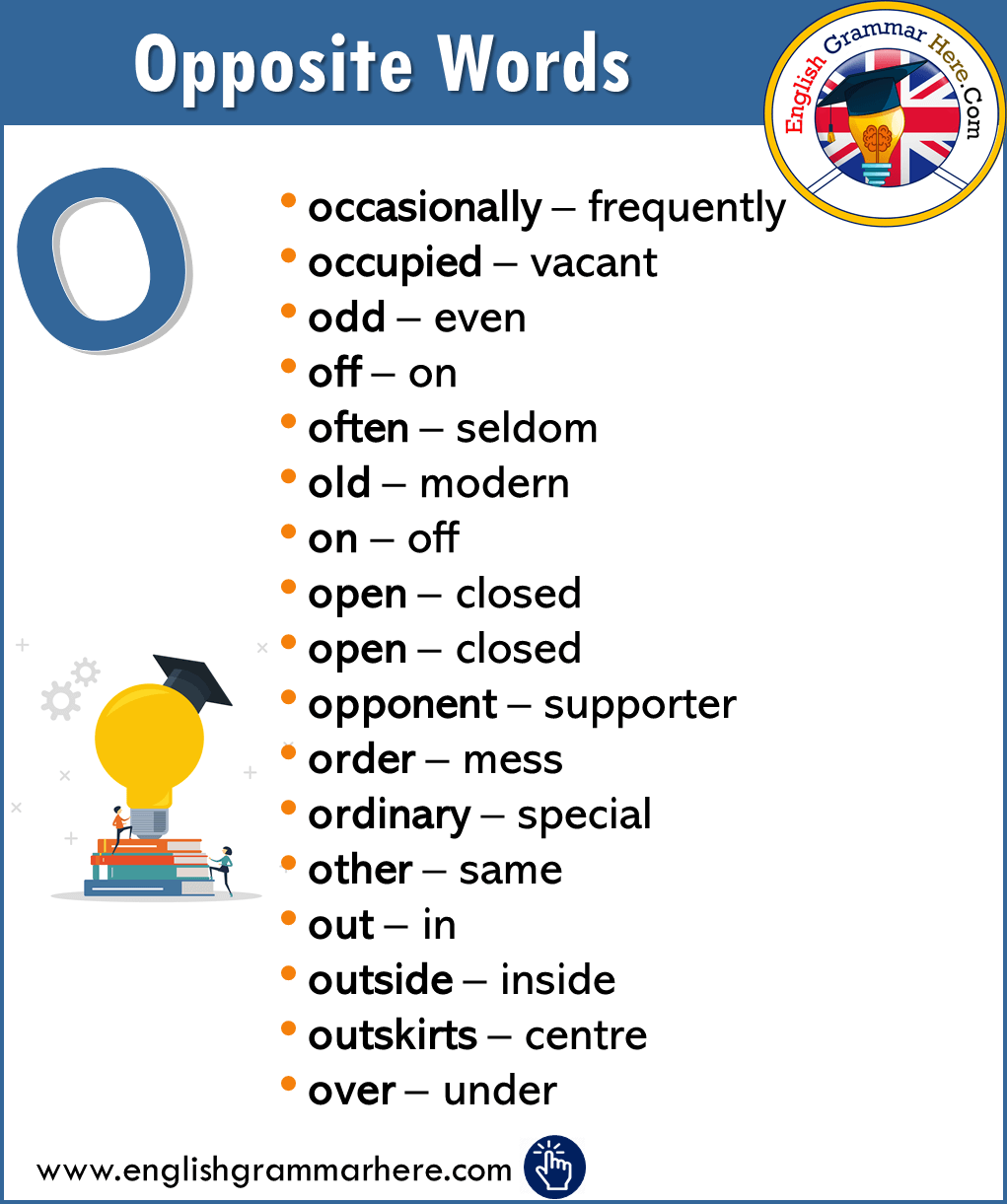 English Opposite / Antonym Words List - O