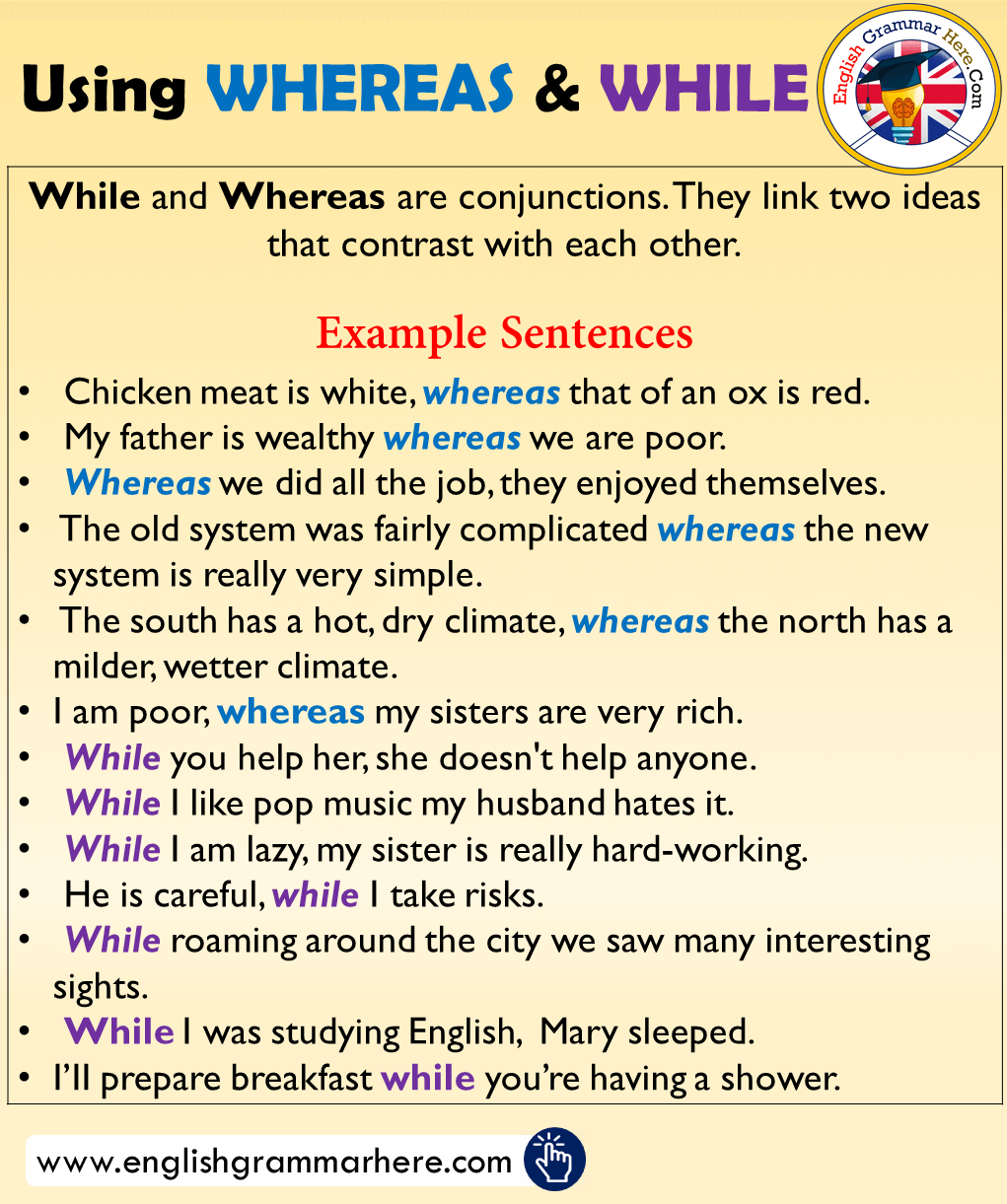 Using WHEREAS WHILE Example Sentences English Grammar Here