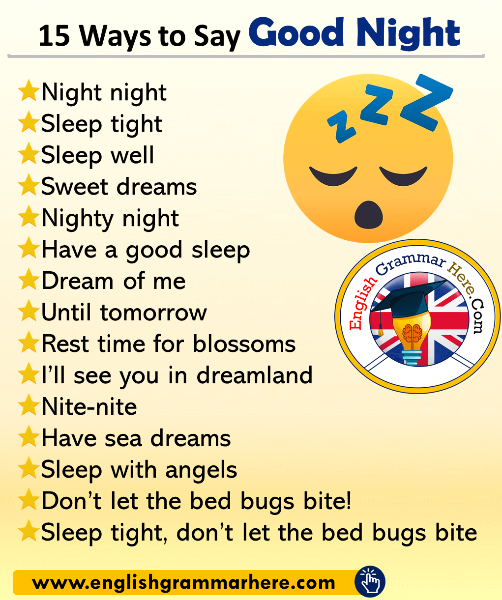 15 Ways to Say Good Night in English - English Grammar Here