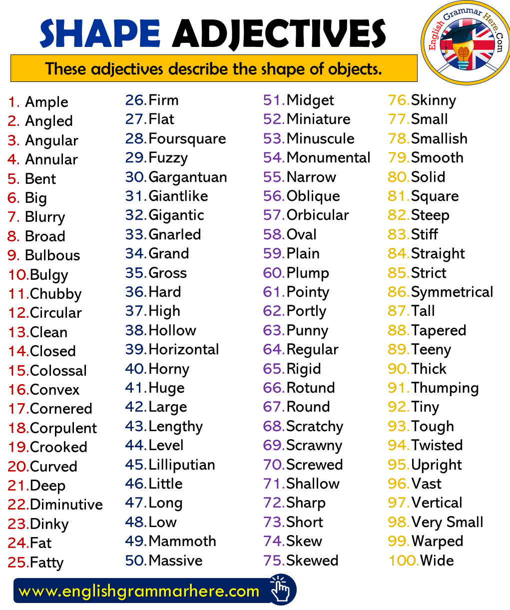 Shape Adjectives List in English