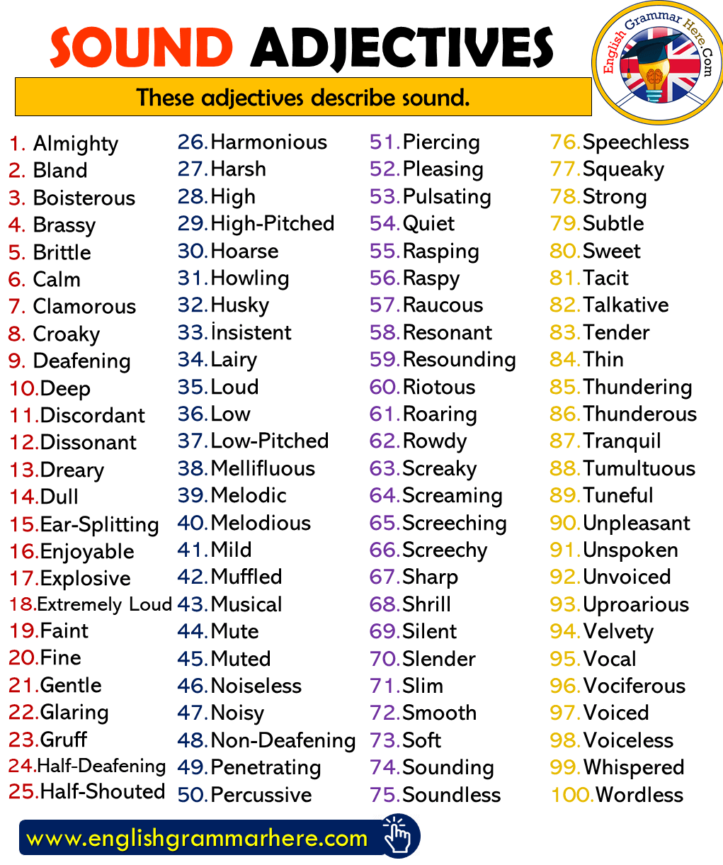 Sound Adjectives List in English - English Grammar Here