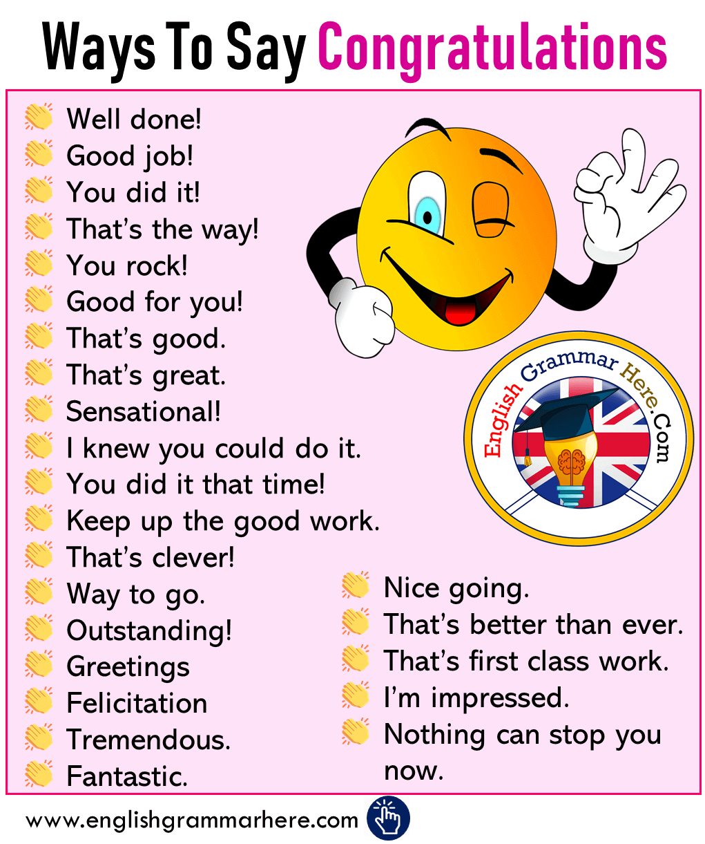 English Ways to Say Well Done, Ways To Say Congratulations in English