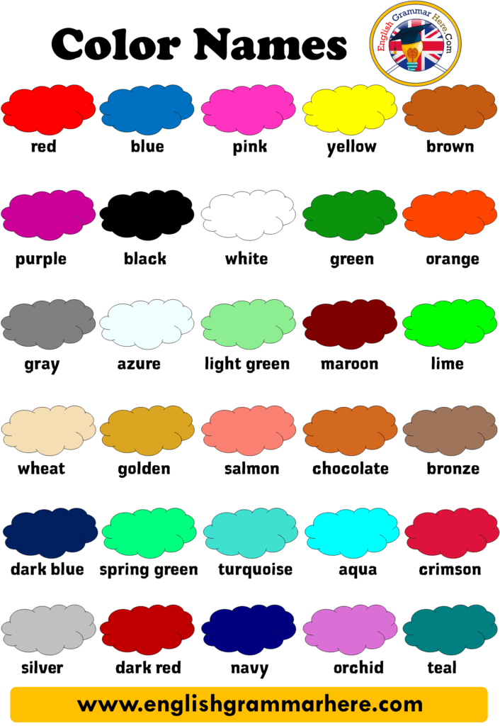 Color Name List, List Of Colors - English Grammar Here