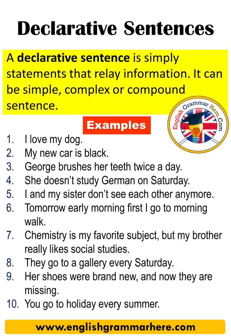 10 Example Of Declarative Sentence English Grammar Here
