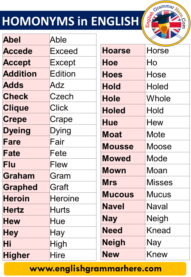 Learning English with Cambridge - Can you guess the homonym using these  clues? Homonyms are pairs of words which have the same spelling or  pronunciation but a different meaning or origin. For