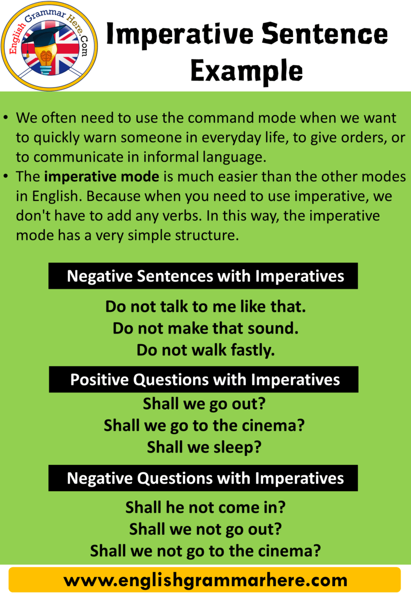 Imperative Sentence Example - English Grammar Here