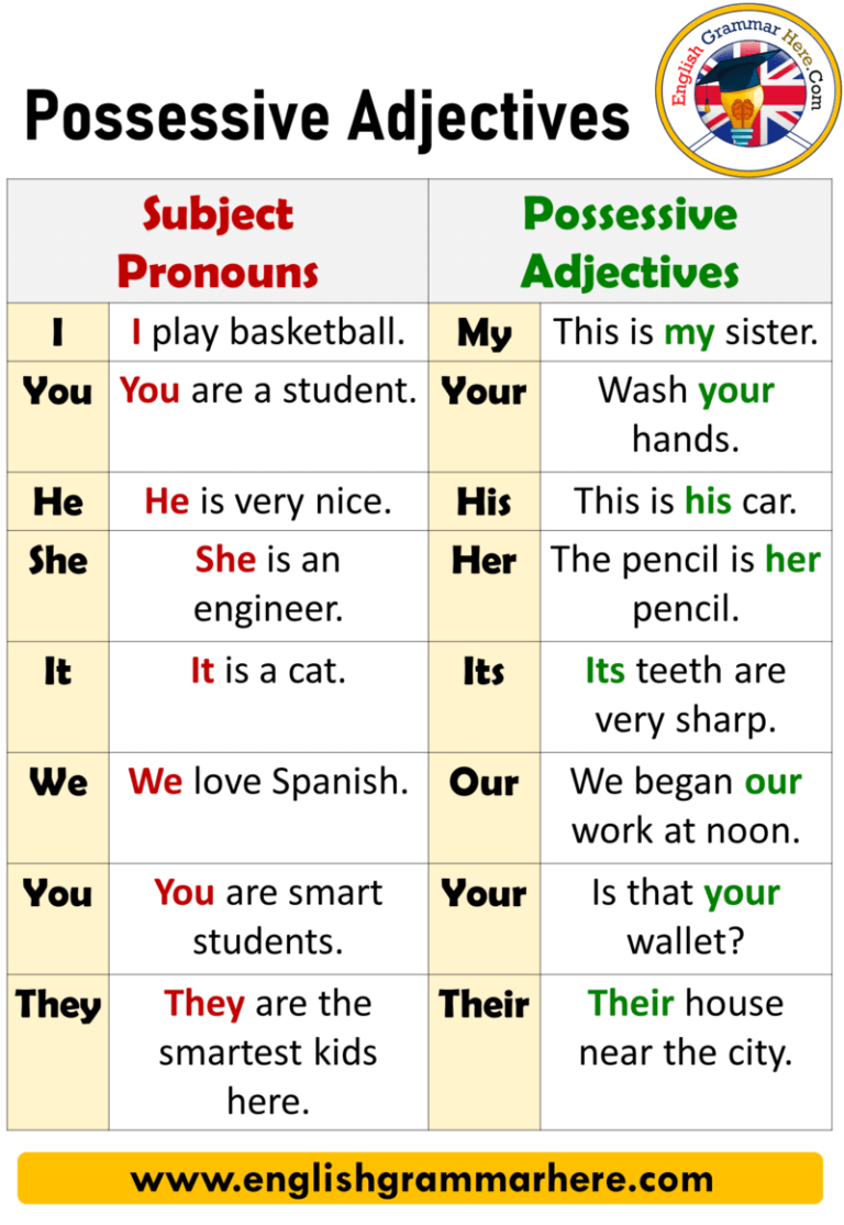 Possessive Adjectives Definition And Example Sentences English Grammar Here
