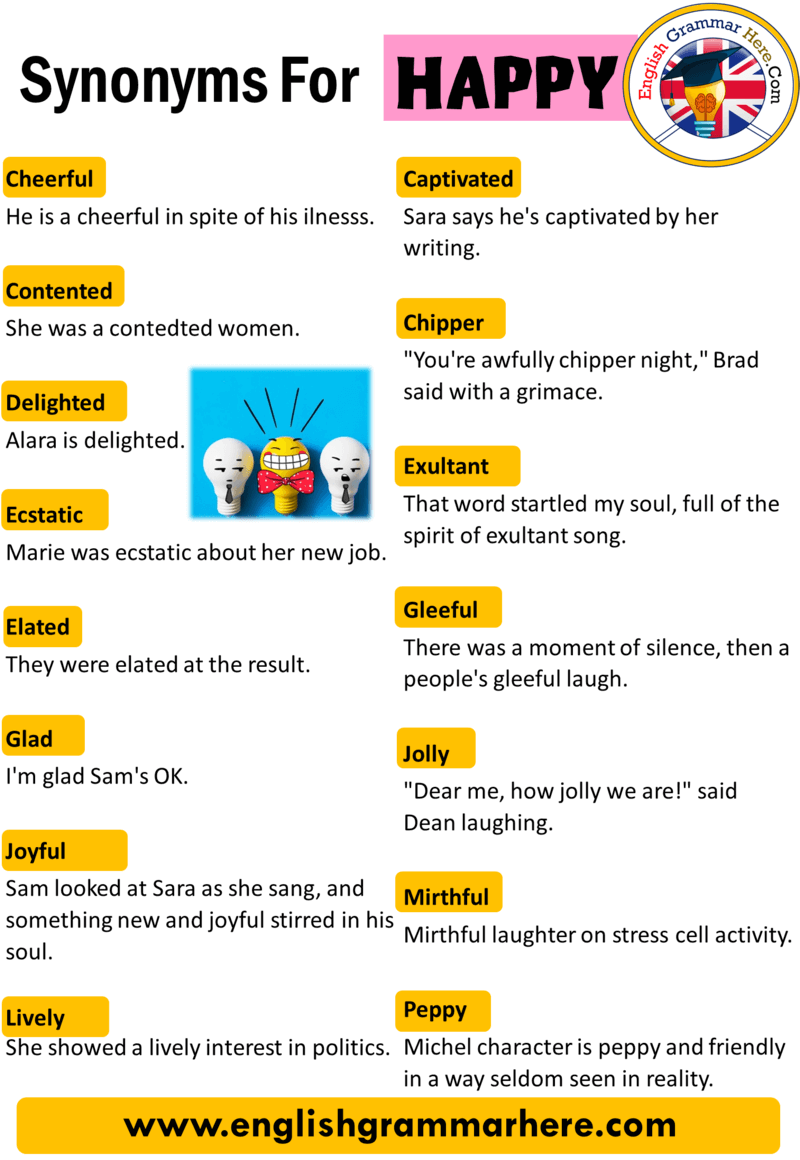 English Synonyms Happy, Definition and Examples