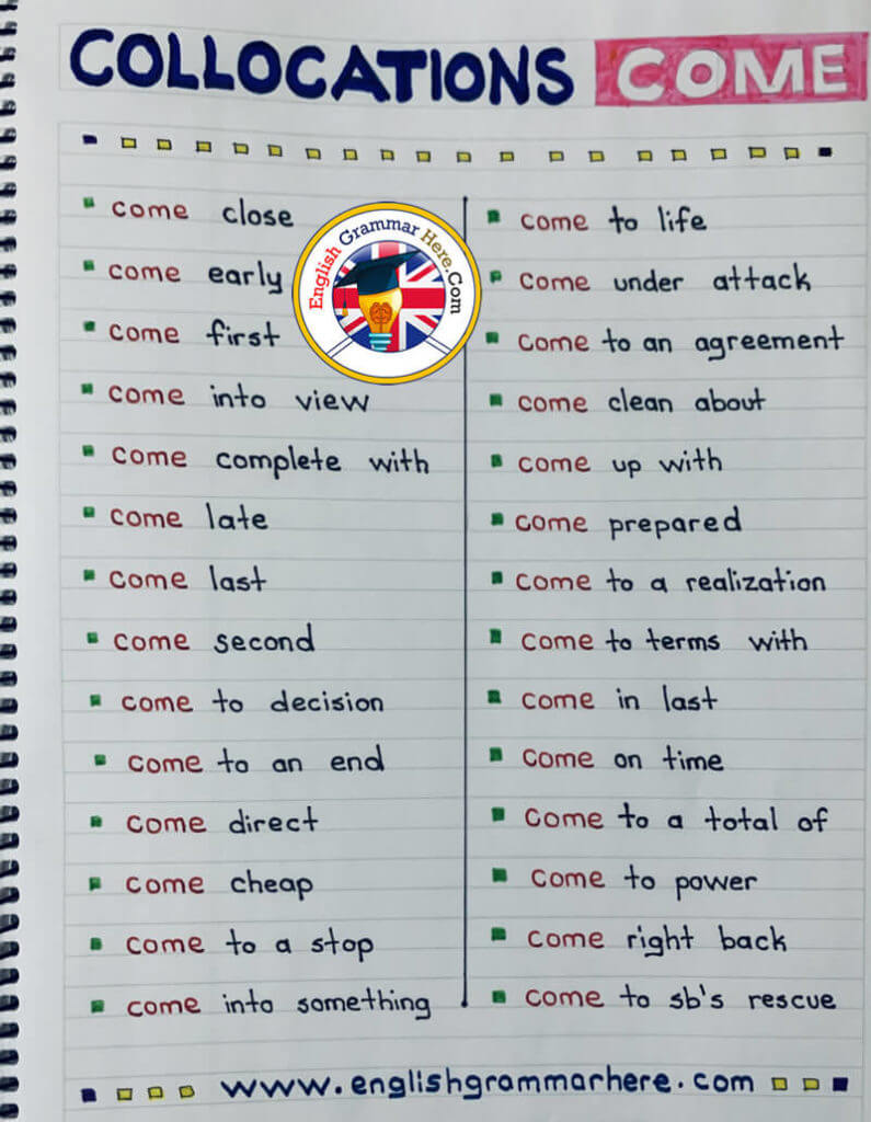 Collocations with COME - English Phrases - English Grammar Here