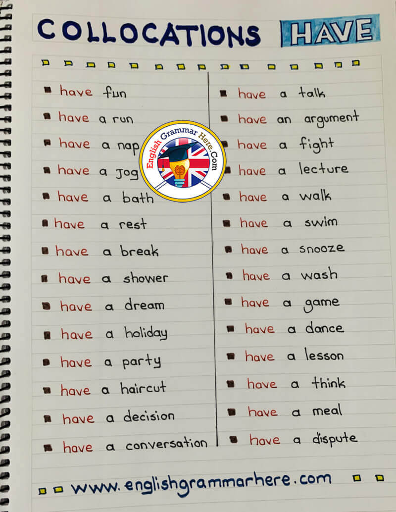 English Collocations with Have - English Phrases