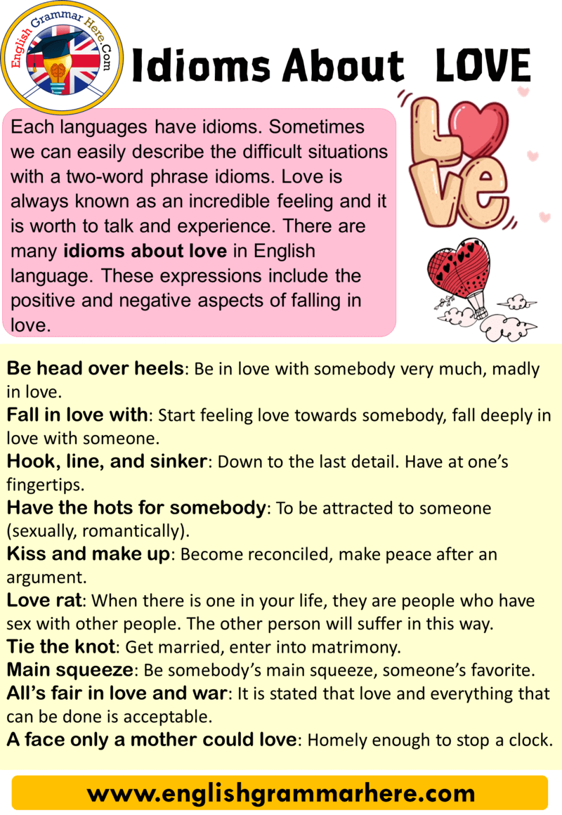 Idioms About Love, List of Love Idioms