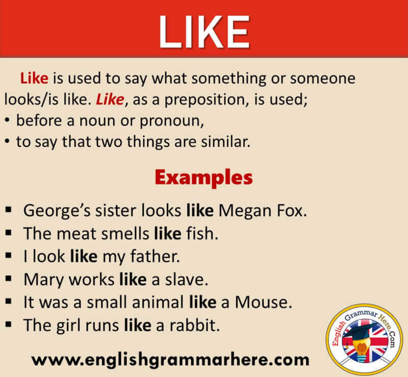 How To Use LIKE in English, Definition and Example Sentences