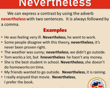 How To Use NEVERTHELESS in English, Definition and Example Sentences