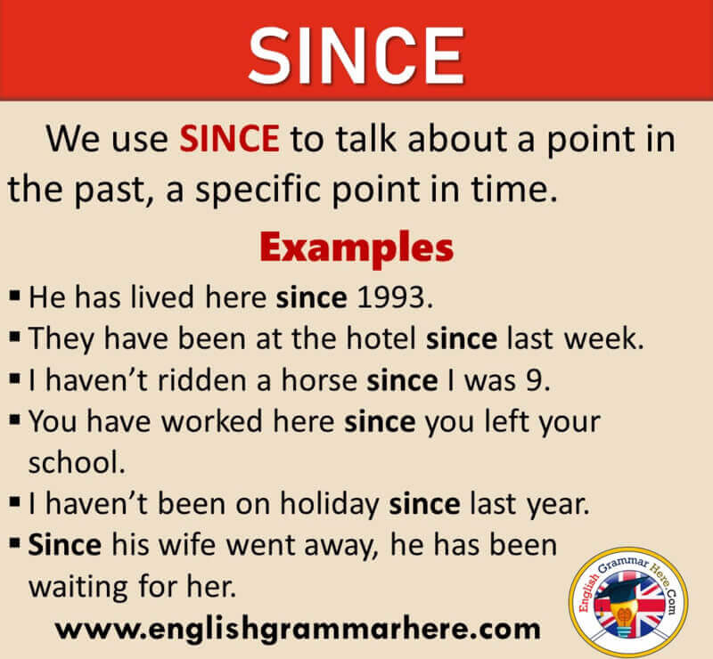 How To Use SINCE in English, Definition and Example Sentences English