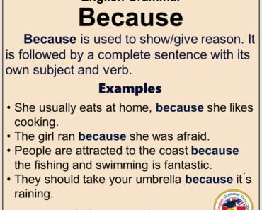 English Grammar - Using Because, Definiton and Example Sentences