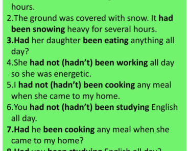 English Tenses Example Sentences, 10 Sentences of Past Perfect Continuous Tense