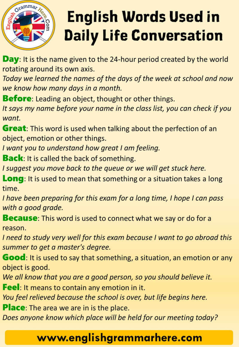 words for everyday speech