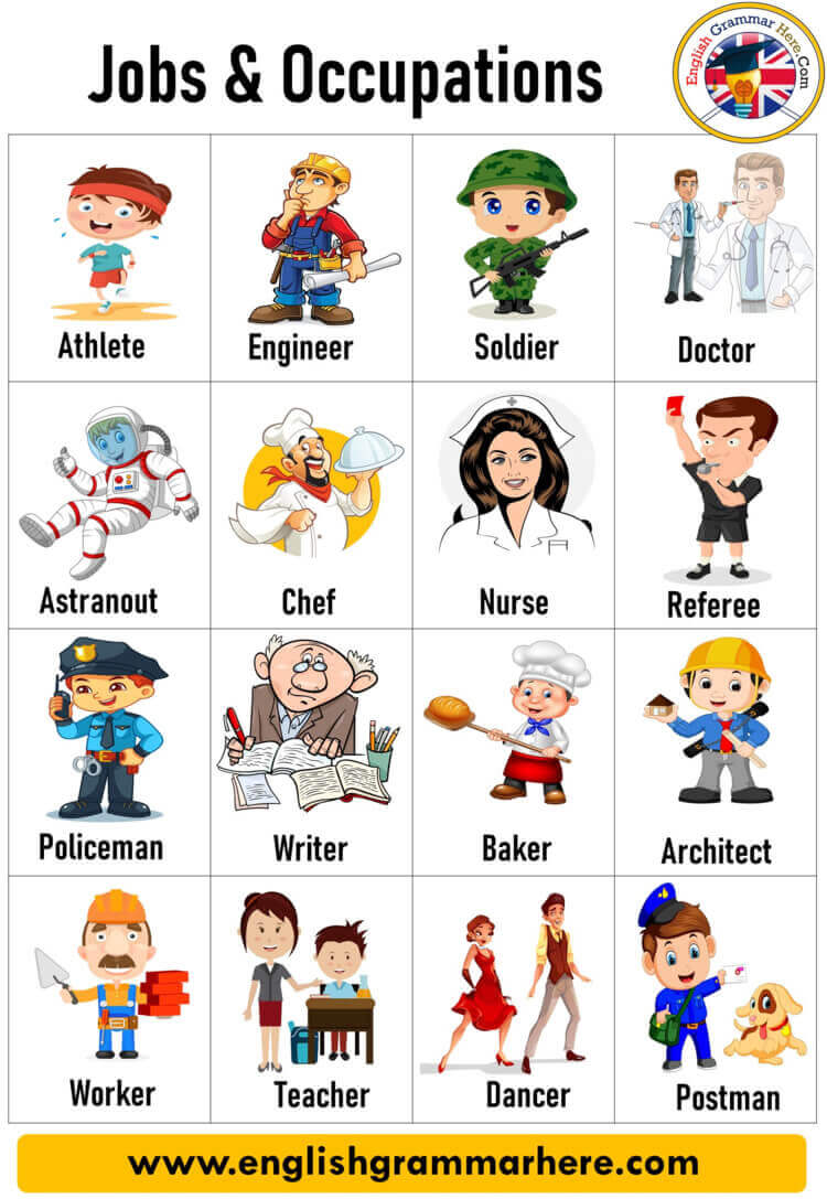 Jobs and Occupations Names with Pictures in English - English Grammar Here