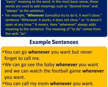 Using Whenever in English, Example Sentences with Whenever