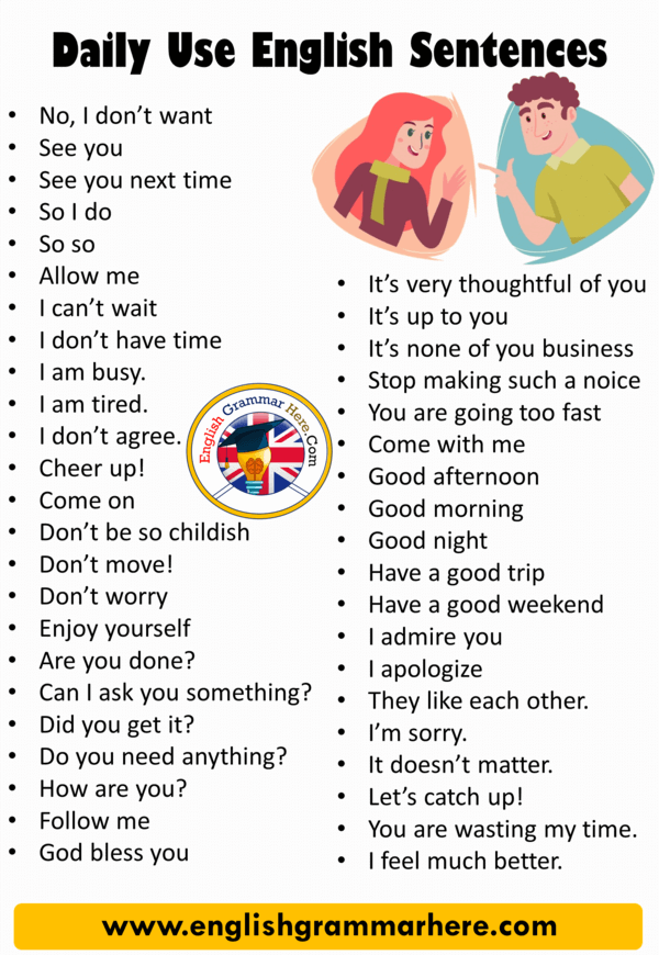 daily use sentences