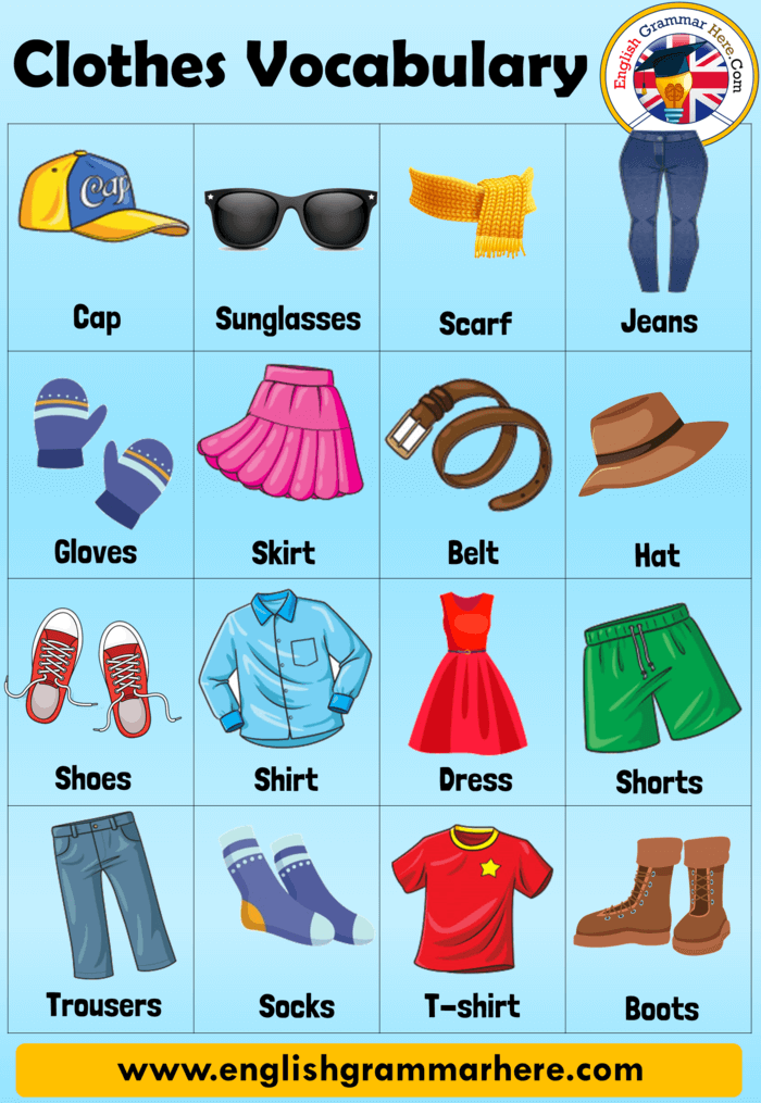 Clothes Names, Clothes Vocabulary in English and Example Sentences