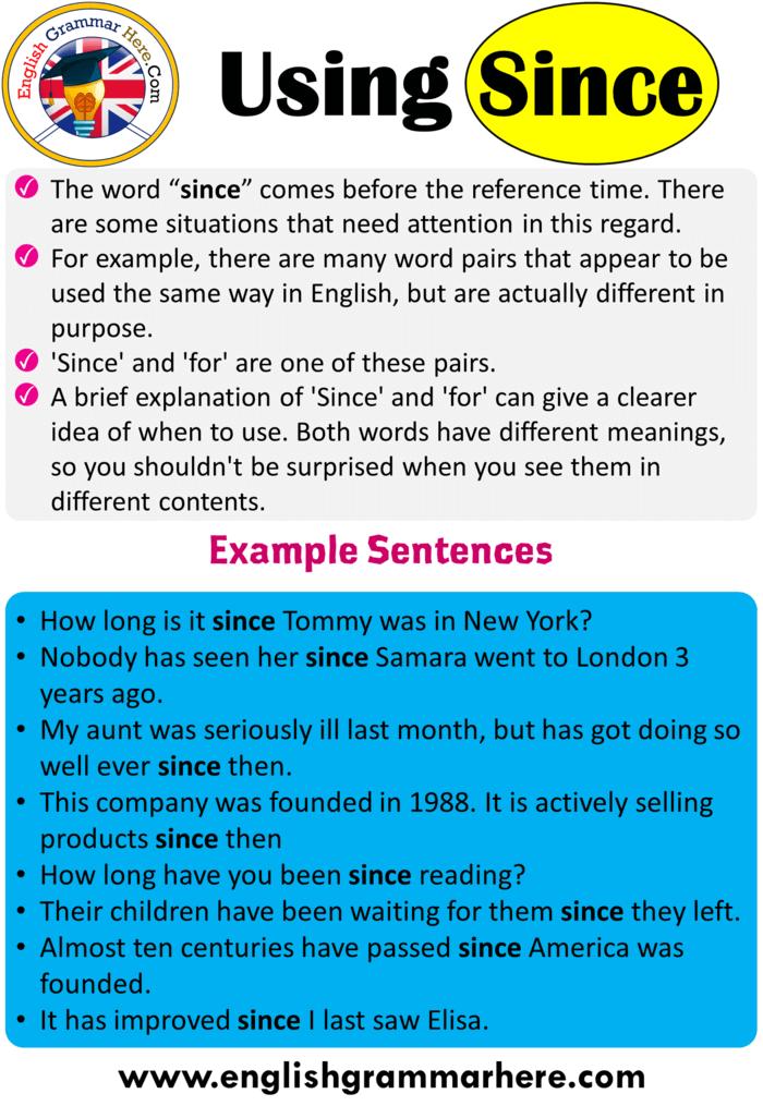 Using Since In English Example Sentences With Since English Grammar Here