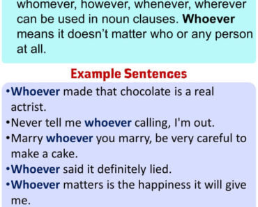 Using Whoever in English, Example Sentences with Whoever