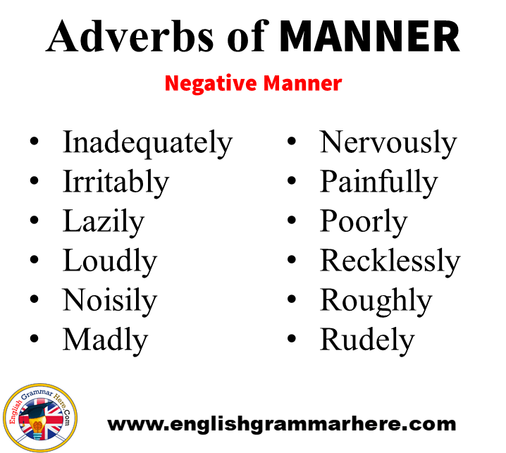 Adverbs Of Place Degree Time Manner In English English Grammar Here