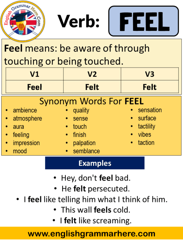 Feel Past Simple, Simple Past Tense of Feel Past Participle, V1 V2 V3