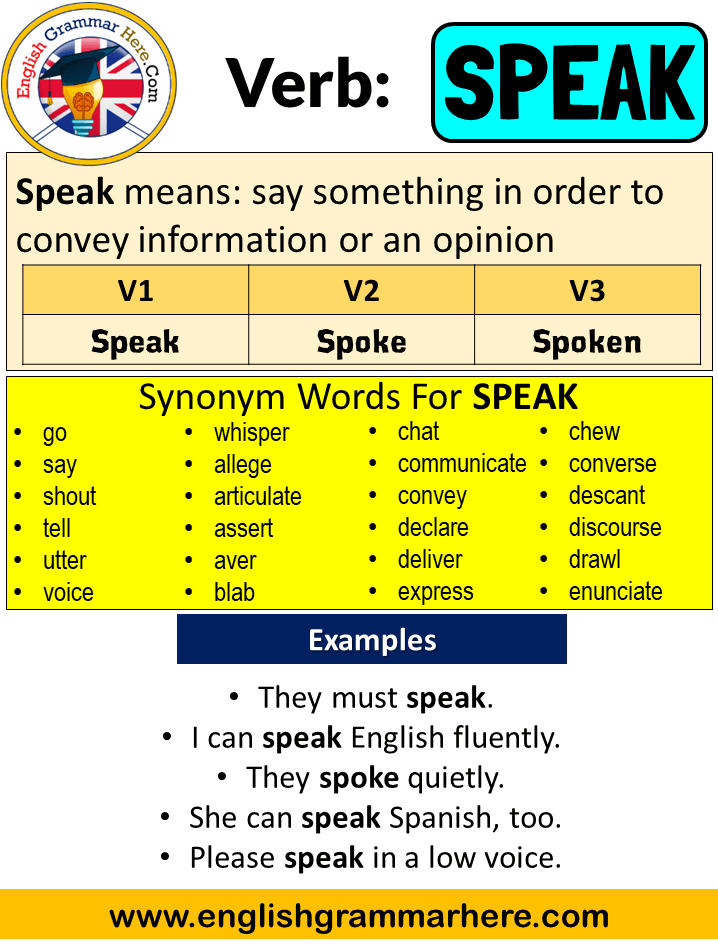 Speak verb 3