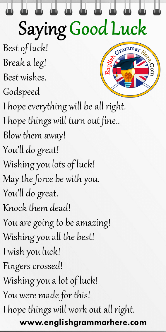19 Saying Good Luck Phrases in English - English Grammar Here