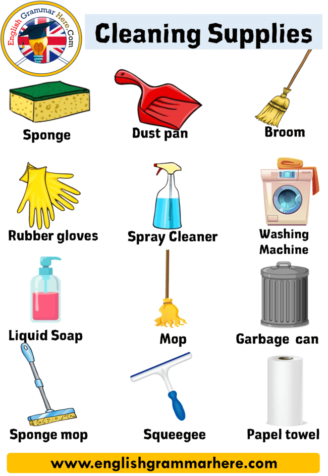 Cleaning Supplies Names, Cleaning Products Names - English Grammar Here