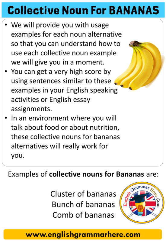 Collective Noun For Bananas : Collective Nouns for THINGS: Useful Collective & Partitive ... : We are all familiar with a herd of cows, a.