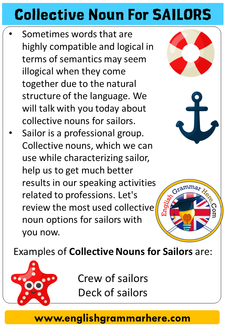 Collective Noun For Sailors Collective Nouns List Sailors English Grammar Here