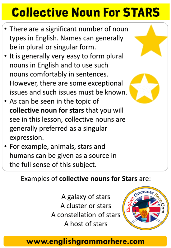 Collective Noun For Stars, Collective Nouns List in English - English