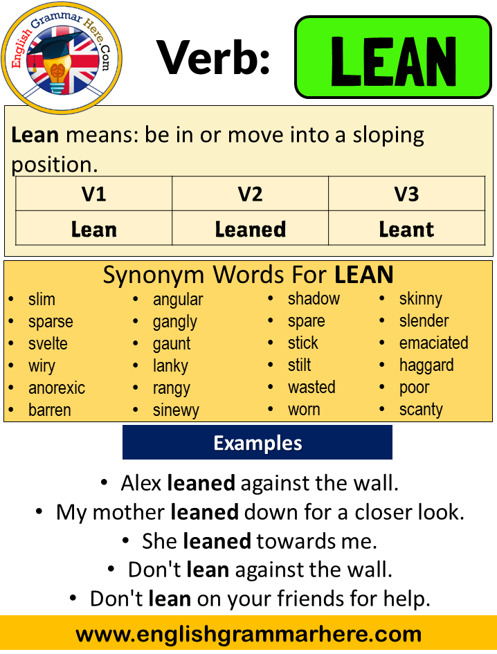 Lean Past Simple Simple Past Tense Of Lean Past Participle V1 V2 V3 Form Of Lean English Grammar Here