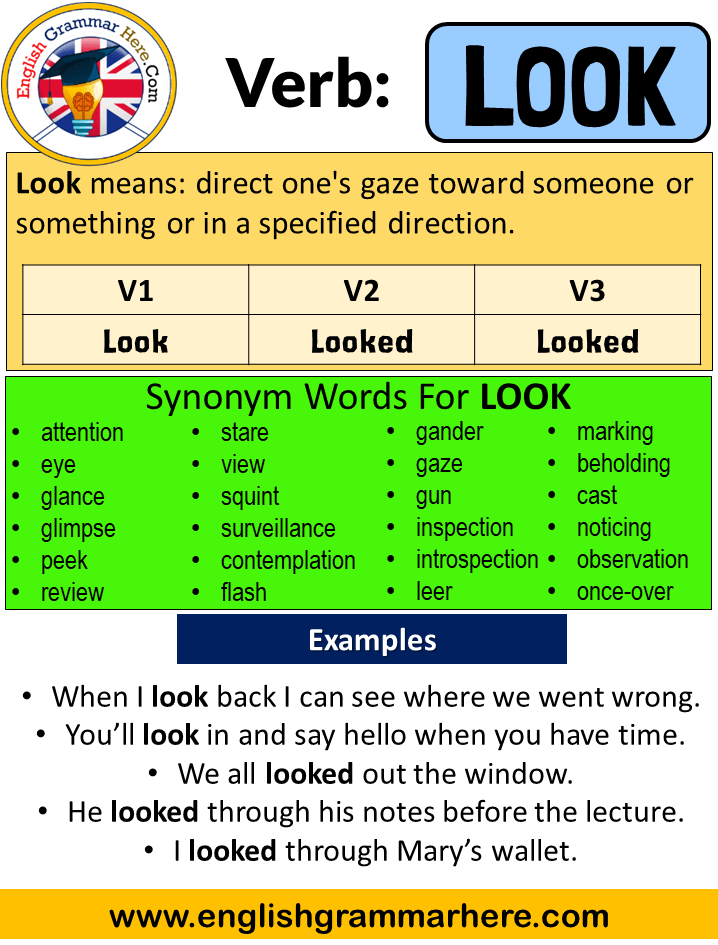 Look Past Simple, Simple Past Tense of Look Past Participle, V1 V2 V3 Form Of Look