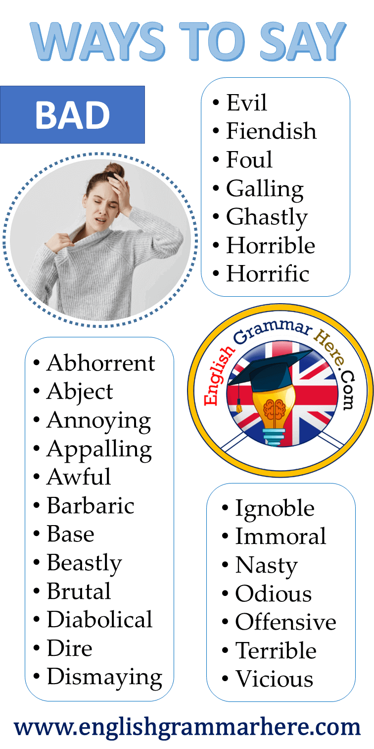 26 Words For Saying Bad In English English Grammar Here
