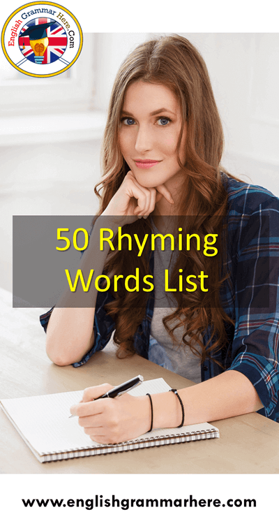50 Rhyming Words List, Rhyming Words List A to Z