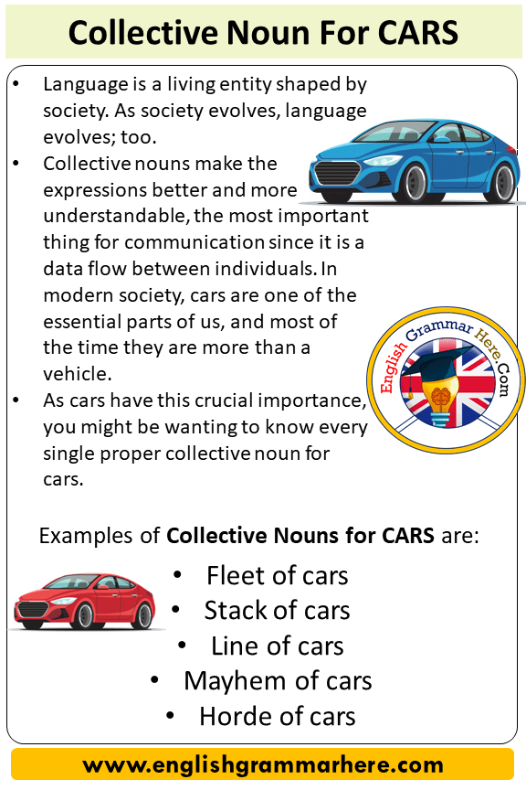 Collective Noun For Cars, Collective Nouns List Cars - English Grammar Here