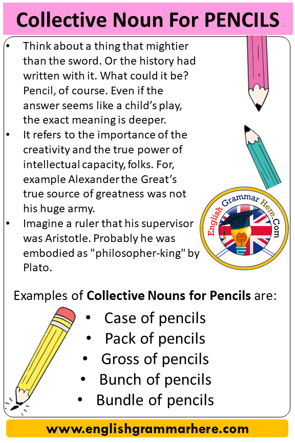 Collective Noun For Pencils Collective Nouns List Pencils English Grammar Here