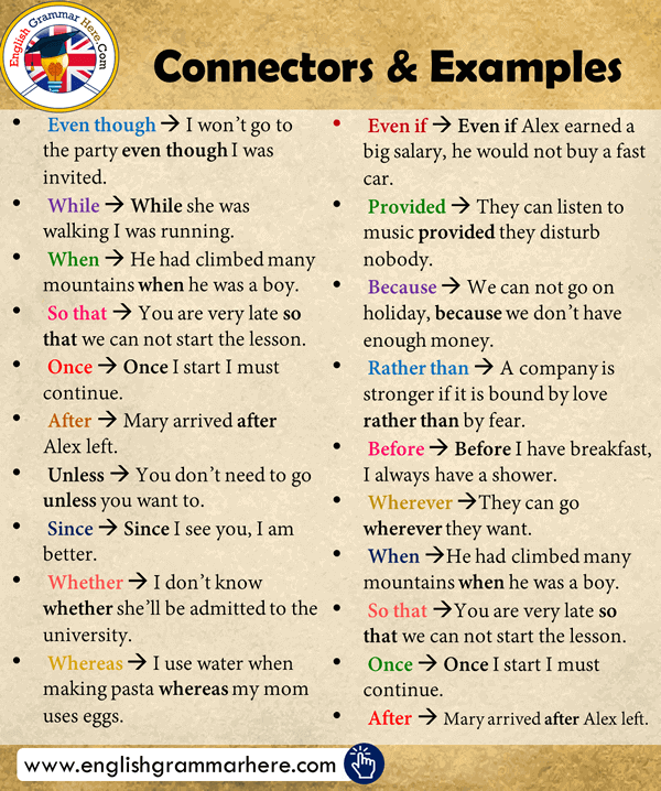 connectors in essay