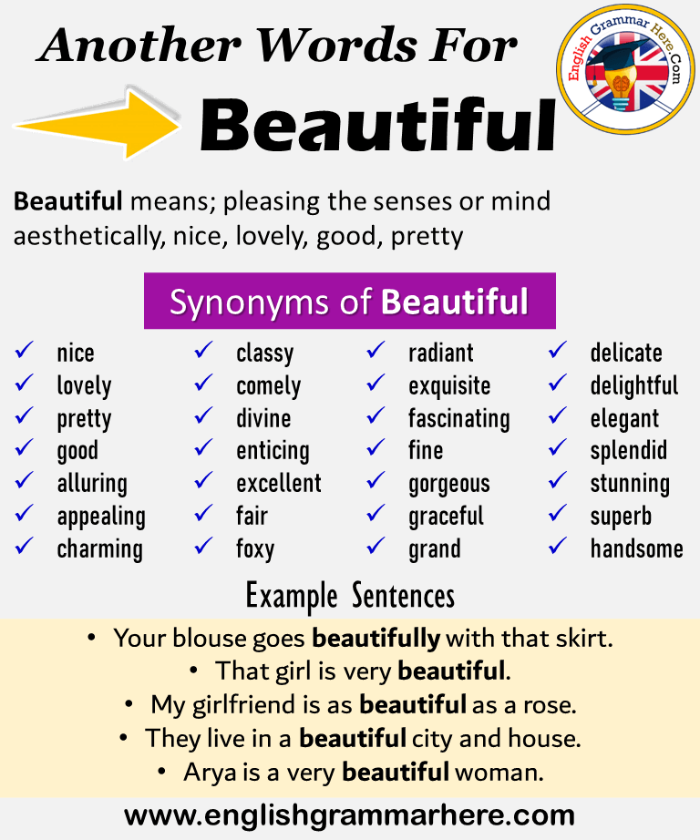 Another word for Beautiful, What is another, synonym word for Beautiful?